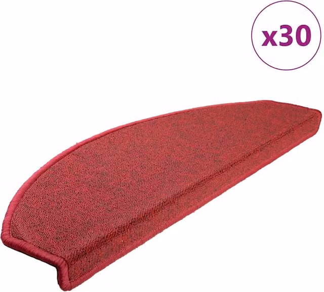 Set di 30 tappetini autoadesivi per scale vidaXL rossi antiscivolo e fonoassorbenti in polipropilene L: 65 cm, P: 40 cm, H: 4 cm