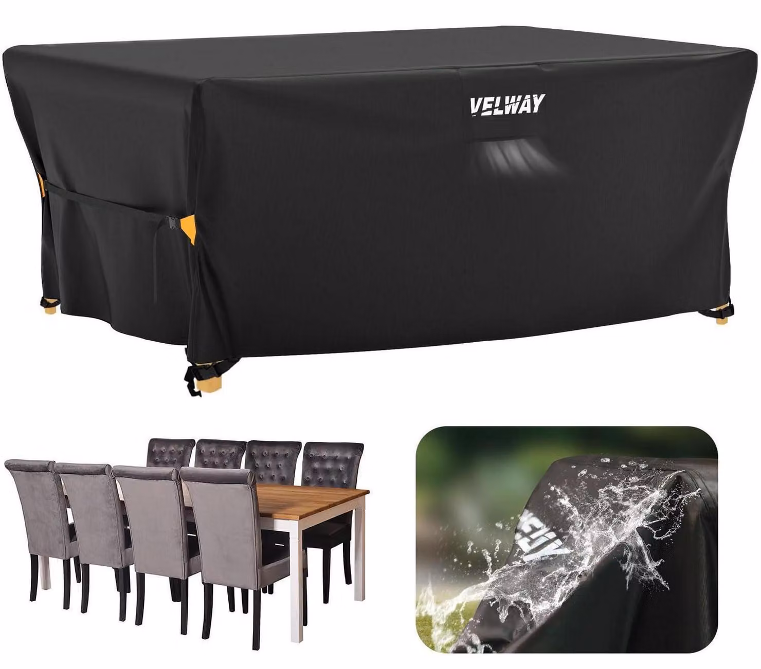 Copertura impermeabile e resistente al vento per mobili da giardino, dimensioni 242x162x71 cm, colore nero