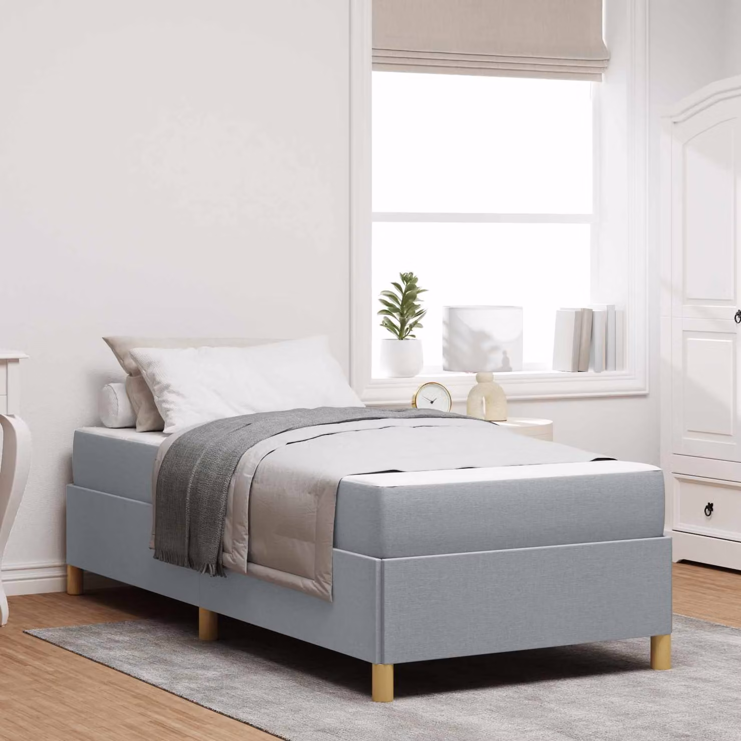 Struttura del letto vidaXL in tessuto grigio con cassetti, L 80 x P 200 cm – 1