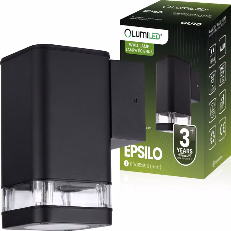 LUMILED lampada da parete per esterni lampada da parete per esterni presa GU10 illuminazione esterna applique da giardino luce terrazza casa facciata IP54 fondo nero