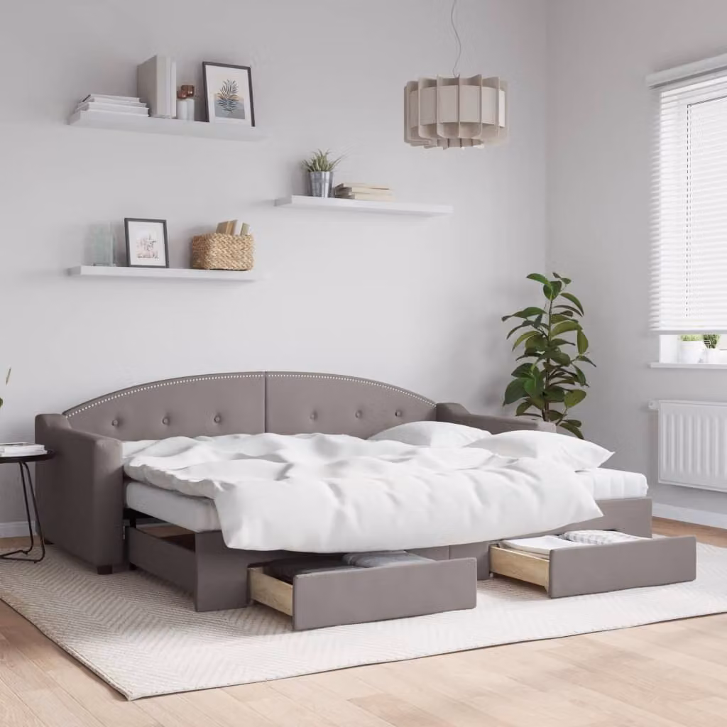 Maison Exclusive - Divano letto estraibile con cassetti, color taupe, 80x200 cm, rivestimento in tessuto