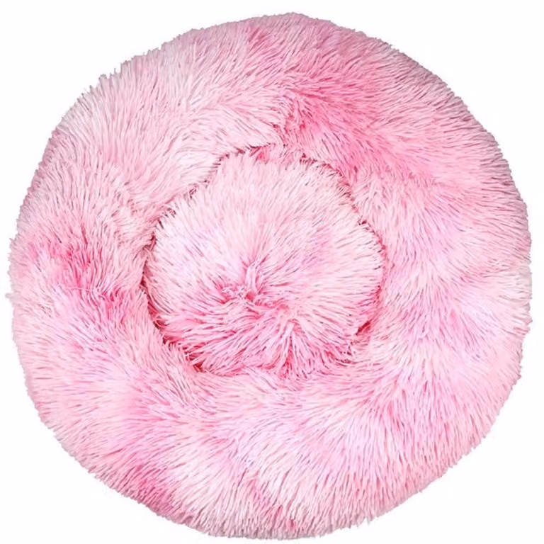 Cuccia per cani, forma rotonda, in peluche, tipo "donut", diametro 110 cm, colore rosa, lavabile, antiscivolo