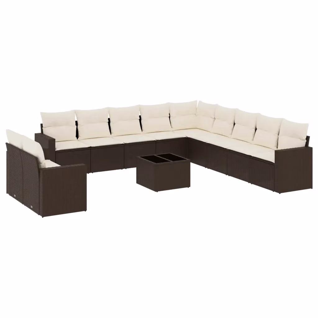 Set di Divani da Giardino VIDAXL in Polyrattan Marrone con Cuscini, Design Moderno a L per 12 Persone – 2