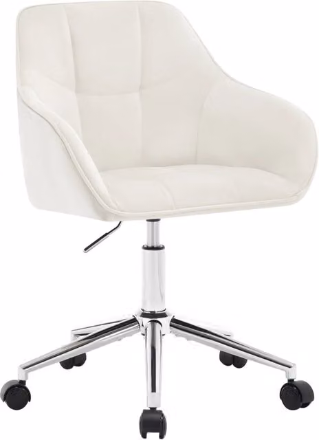 Sedia da ufficio ergonomica girevole a 360 gradi con altezza regolabile e braccioli in velluto bianco crema