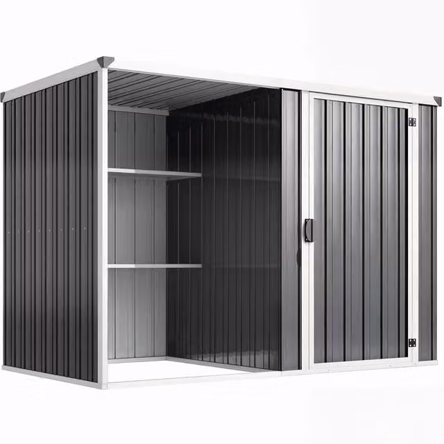 Capanno Box da Giardino 231x125x162 cm Porta Bloccabile in Acciaio Zincato Grigio