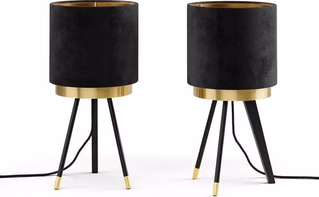 Set di 2 lampade da tavolo Goldamo Vicco in metallo nero e oro, L 23 cm x H 46 cm – 1