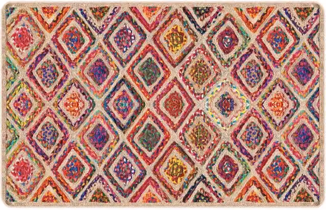 Tappeto da soggiorno rettangolare multicolore in poliestere lavabile e fonoassorbente L: 300 cm, P: 190 cm
