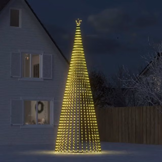 Albero di Natale a LED vidaXL verde con 1544 luci bianco caldo, altezza 500 cm
