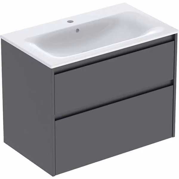 Geberit Renova Plan Ensemble lavabo pour meuble bord étroit, avec meuble sous lavabo, 2 tiroirs, 80x62,1x48cm, 504.040.JK.8, 504.040.JK.8