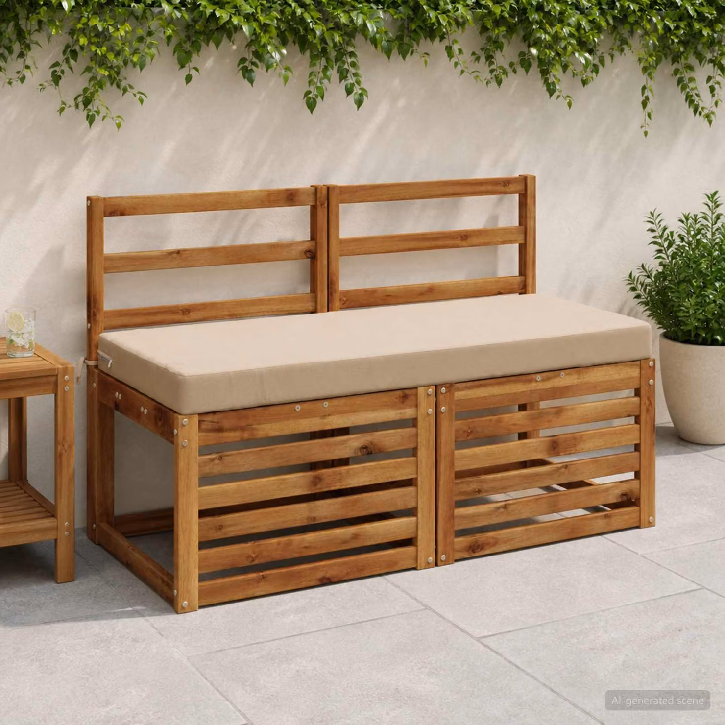Set di 2 cuscini per panchina vidaXL in poliestere con imbottitura in schiuma, coperture rimovibili lavabili e resistenti ai raggi UV, disponibili nei colori sabbia, grigio e beige