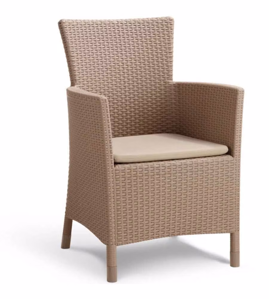 Keter Sedia da Giardino Iowa - Effetto Rattan Cappuccino - 62x60x80