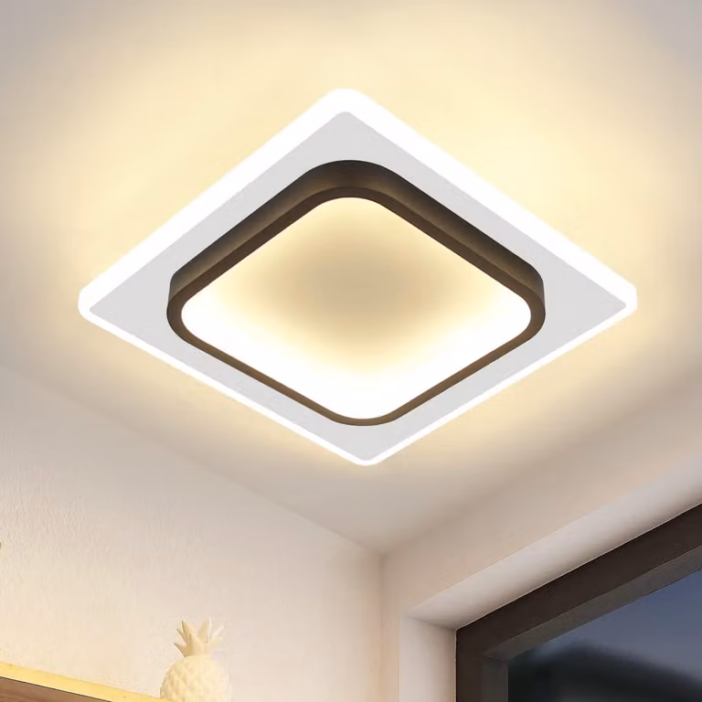 Lampada da soffitto a LED ZMH, 16W, design moderno, luce calda (3000K), colore nero. Ideale per corridoio, camera da letto, cucina, soggiorno. Materiale: acrilico