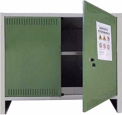 Armadio per fitofarmaci Prometal in metallo con ante a battente, colore grigio e verde, H: 80 cm, L: 40 cm, P: 40 cm