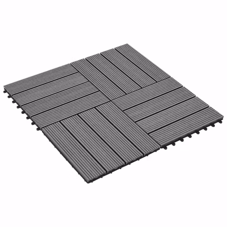 Set di 22 piastrelle per decking vidaXL in WPC grigio, 30 x 30 cm