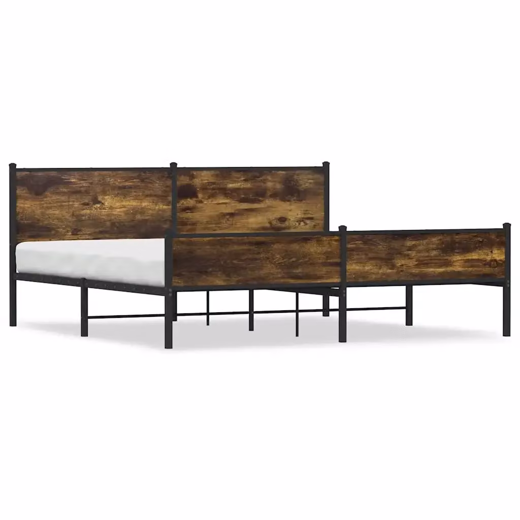 Giroletto in metallo vidaXL con doghe fisse colore rovere fumo L: 198 cm, P: 207 cm, H: 91,5 cm – 2