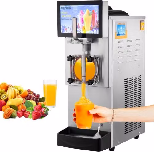 Macchina per Granita e Sorbetto VEVOR in Acciaio Inox Silver, Distributore da 8L con Compressore da 1200W per Slush e Succhi Freschi