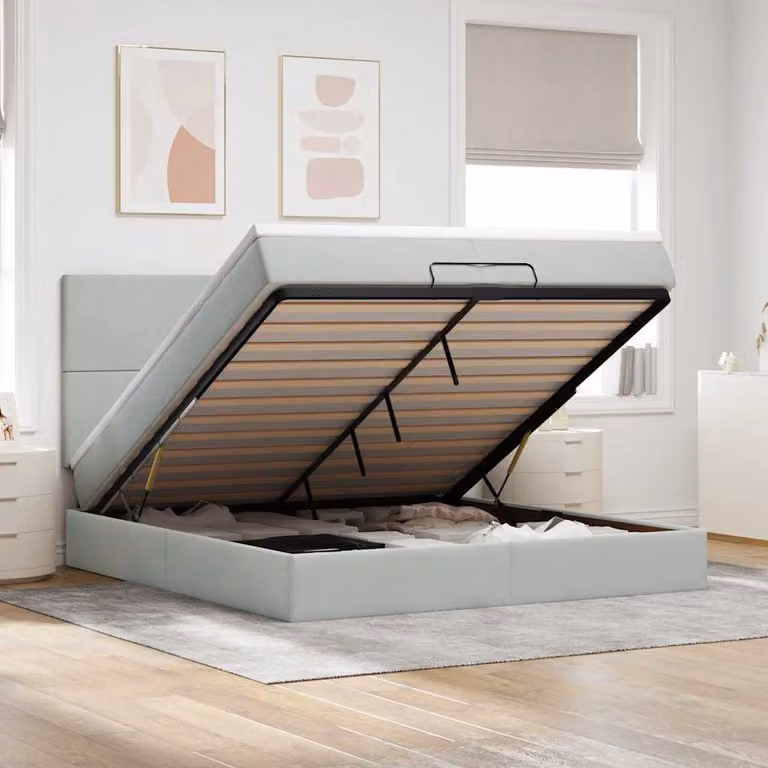 Letto con contenitore a sollevamento vidaXL in velluto con materasso L/P/H: 200 x 200 x 128 cm