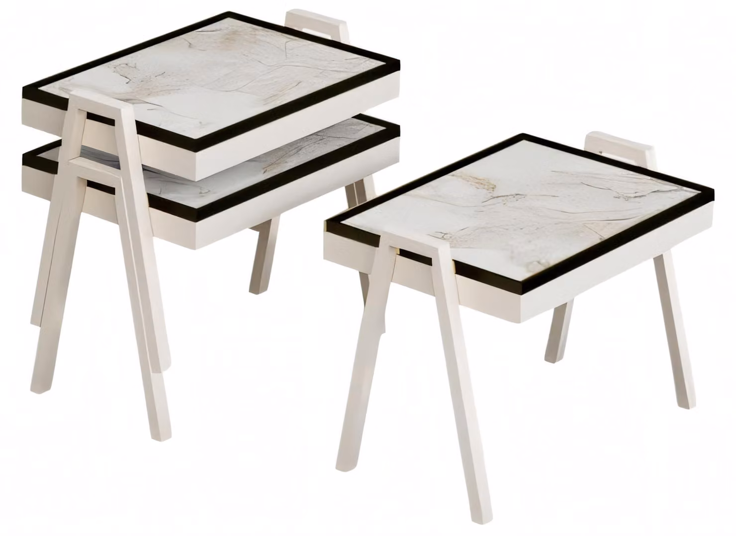 Weißes Holz Couchtisch-Set im modernen Design