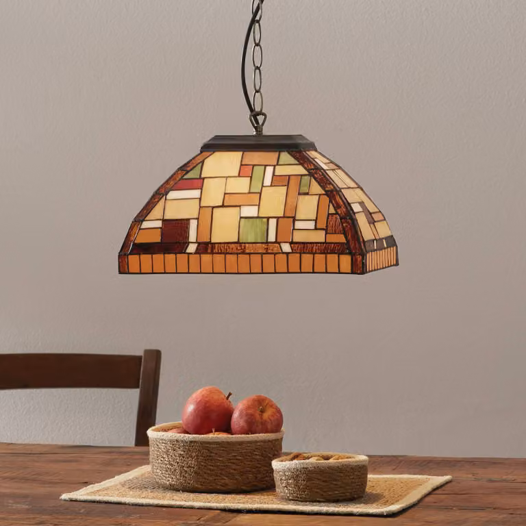 Artistar Lampada a sospensione Tiffany MOSAICA, dimmerabile, Multicolore, Soggiorno / Sala da pranzo, Vetro, Tiffany, Lampada a sospensione