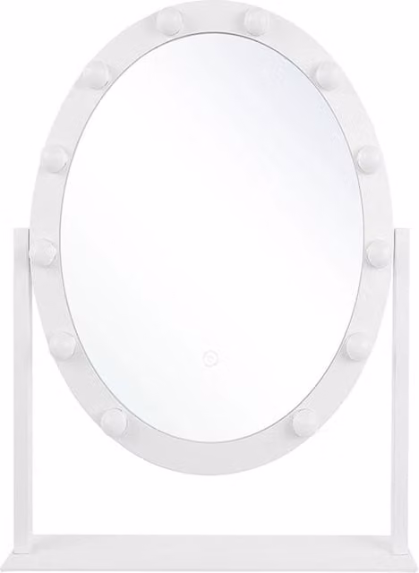 Specchio da toeletta ovale BELIANI con LED bianco e touch switch, stile Hollywood moderno, L: 50 cm, H: 60 cm – 1