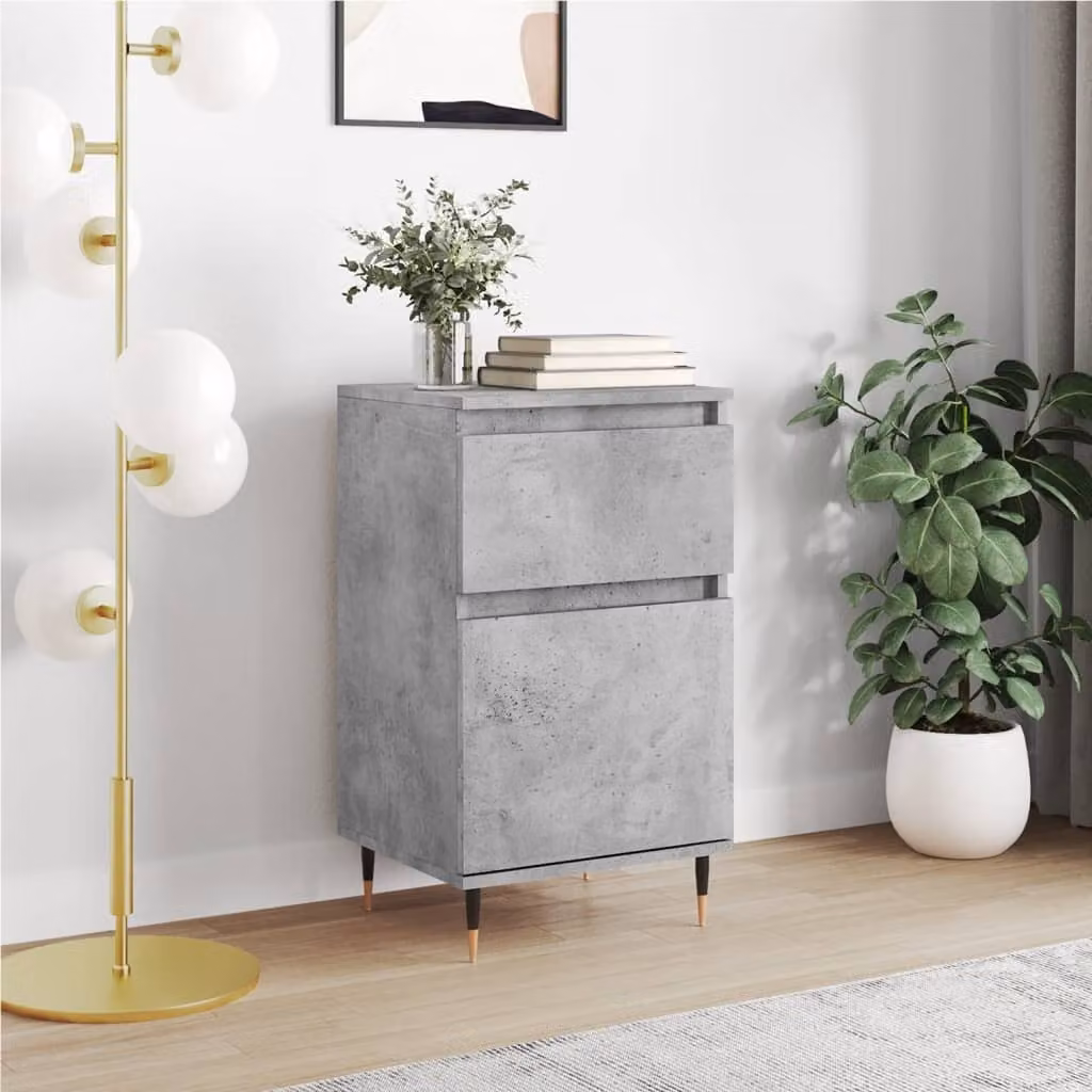 Credenza moderna vidaXL in legno multistrato e metallo, colore grigio, L 40 cm x P 35 cm x H 70 cm