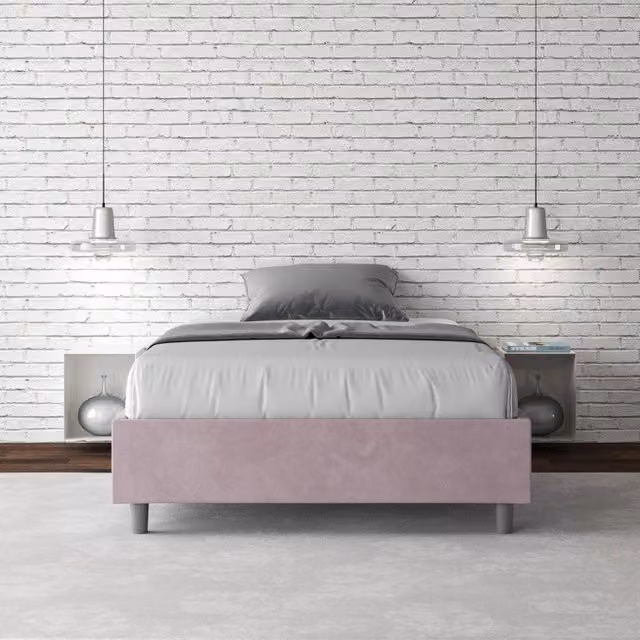 Letto imbottito con contenitore Ityhome Azelia in microfibra colore Glicine L: 138 cm, P: 202 cm – 1