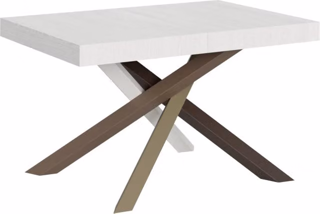 Tavolo allungabile Volta Bs Com Bianco Frassino con telaio a X