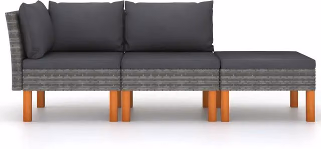 Set di Divani da Giardino Moderno a L con Ottoman, Struttura in Metallo e Rattan, Colore Antracite e Grigio – 1