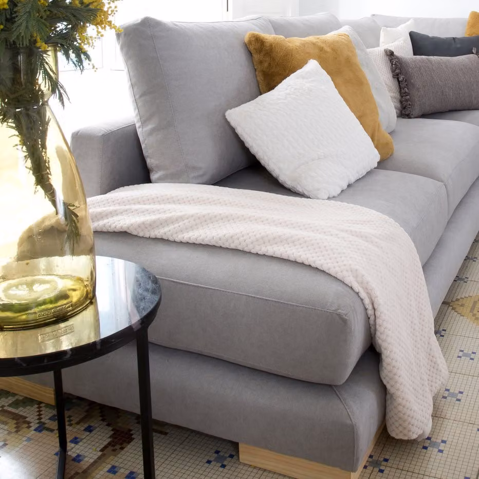 Luxor Living Sofà Letto Angolare a L da 5 Posti con Lato Sinistro, Rivestimento in Tessuto Grigio e Struttura in Legno Solido – 2