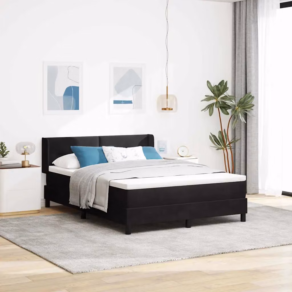 Letto ibrido con materasso e testiera vidaXL in velluto nero L/P: 160 x 200 cm – 1