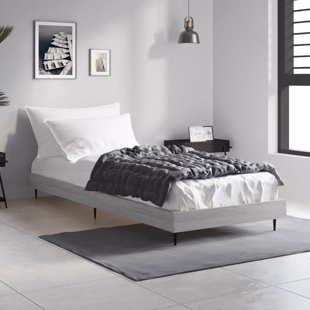 Giroletto vidaXL in legno multistrato e metallo, colore Grigio Sonoma, L 75 cm x P 190 cm