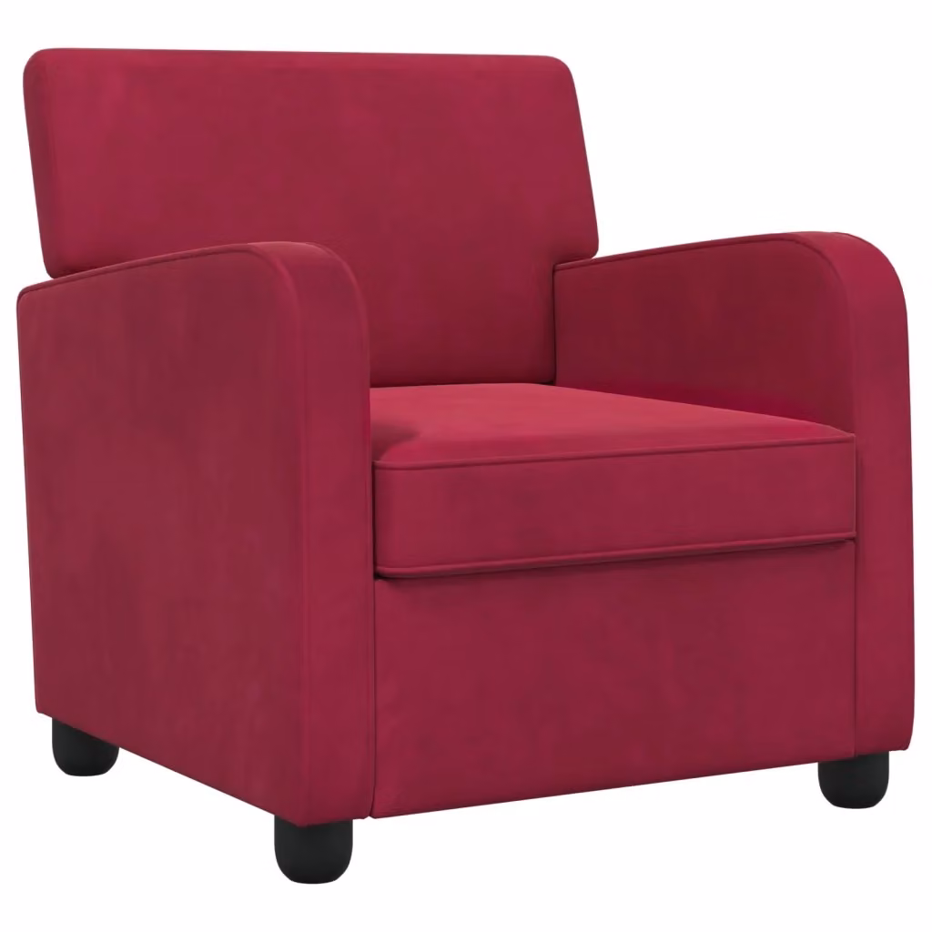 Poltrona Lounge Moderna in Velluto Rosso Vino con Braccioli e Struttura Mix – 2