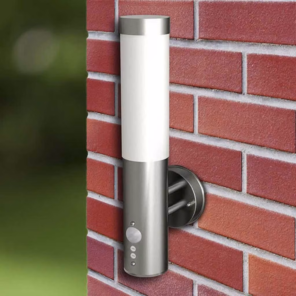 Set di 2 lampade da parete per esterni vidaXL in acciaio inossidabile argento con sensore di movimento e protezione IP44