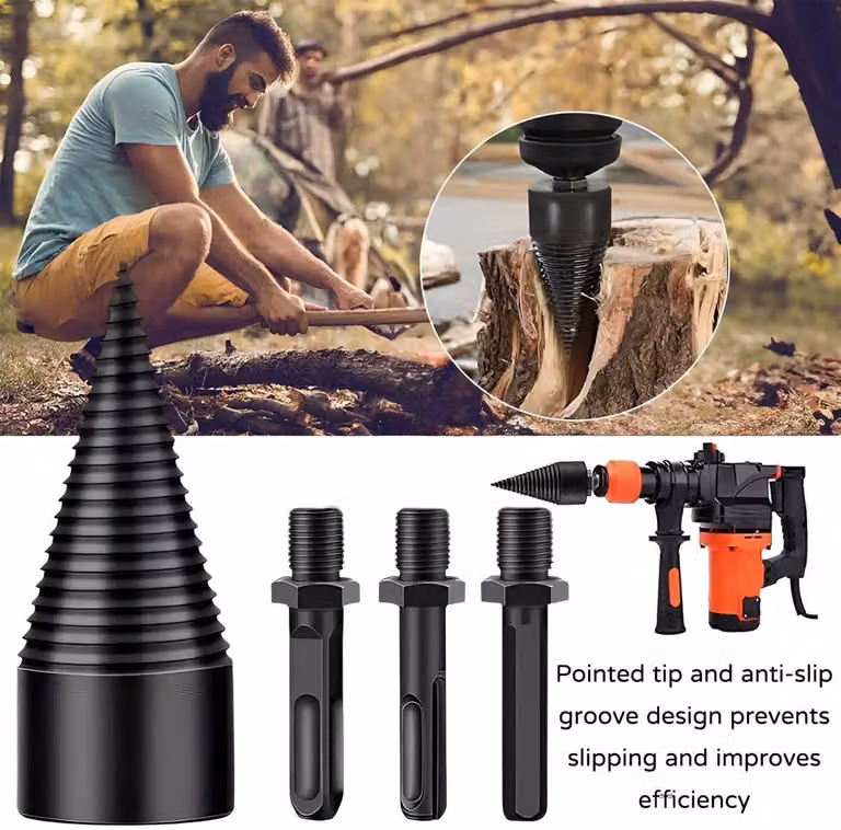 Trapano per spacchiatori di legna - Trapano Forstner da 32 mm per spacchiatori di legna - 3 impugnature - Lavorazione efficiente del legno - Ideale per progetti da giardino - Adatto per