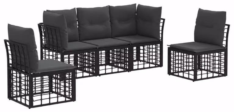 Set di divani da esterno Nero Poliestere