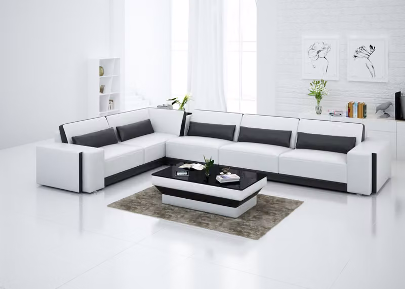 Ledersofa Couch Wohnlandschaft Ecksofa Eck Garnitur Design Modern Sofa G8019B