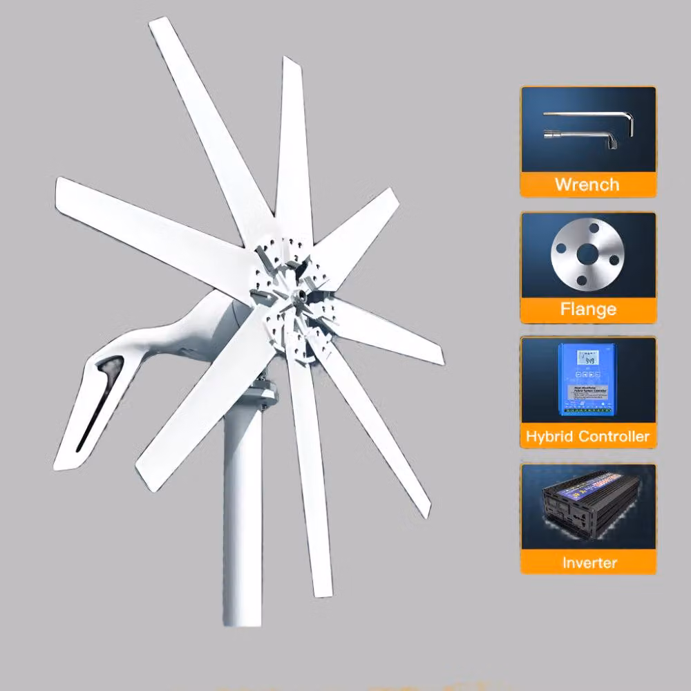 Turbina eolica - Turbina eolica orizzontale - Piccolo generatore eolico - Energia sostenibile - Potenza: 1000W