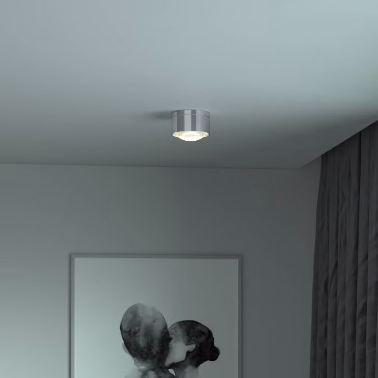 Top Light Puk! 120 One spot LED soffitto lente, cromo One, dimmerabile, Cromo / Argento, Soggiorno / Sala da pranzo, Alluminio, Moderno