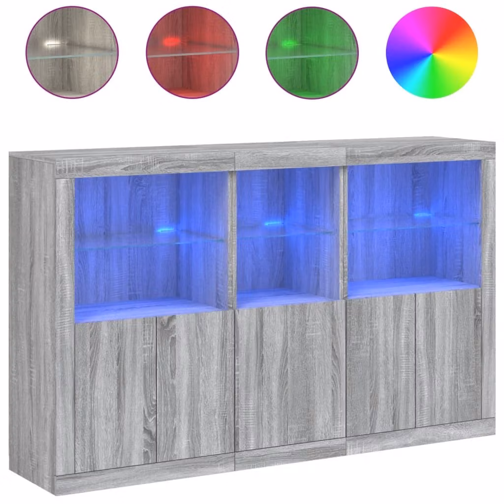 Credenza con Luci LED Grigio Sonoma 162x37x100 cm