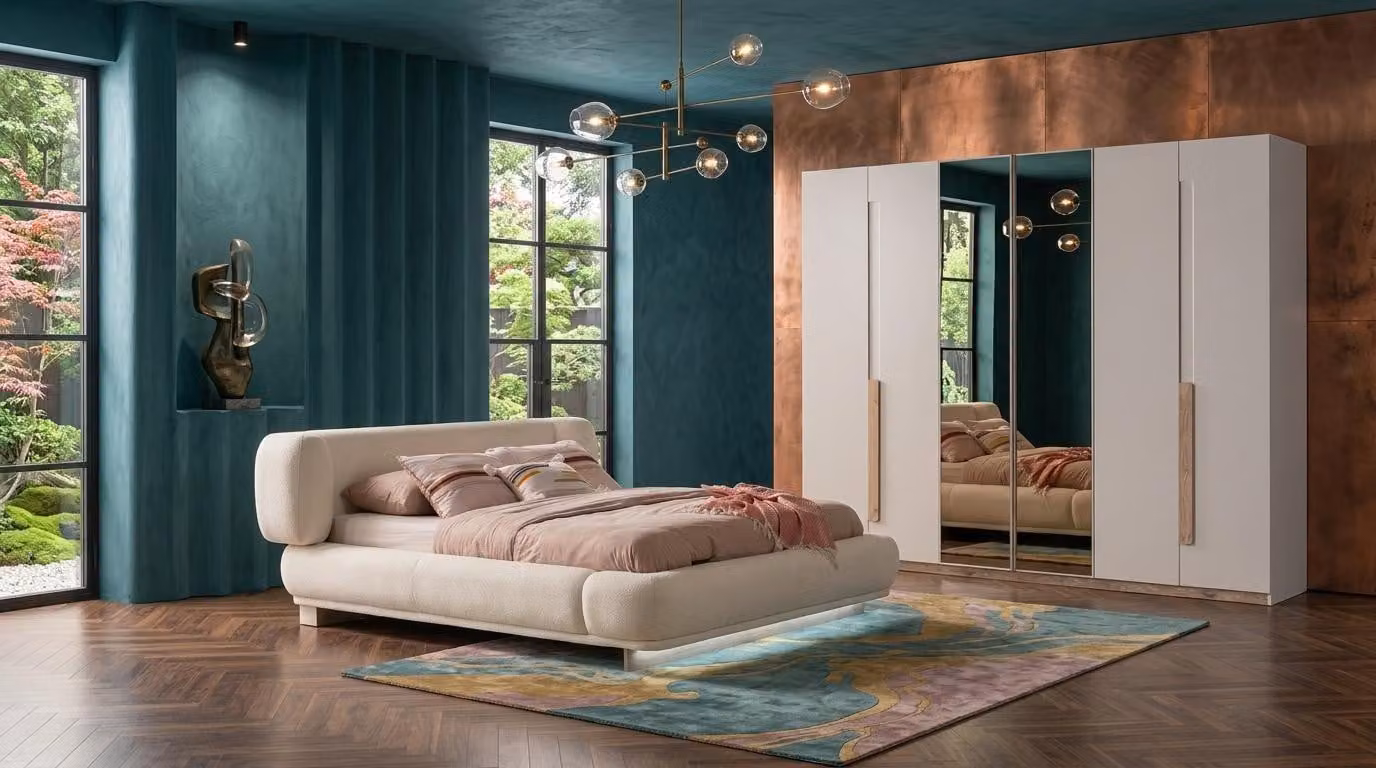 Armadio per camera da letto, stile moderno, beige, comodo e pratico