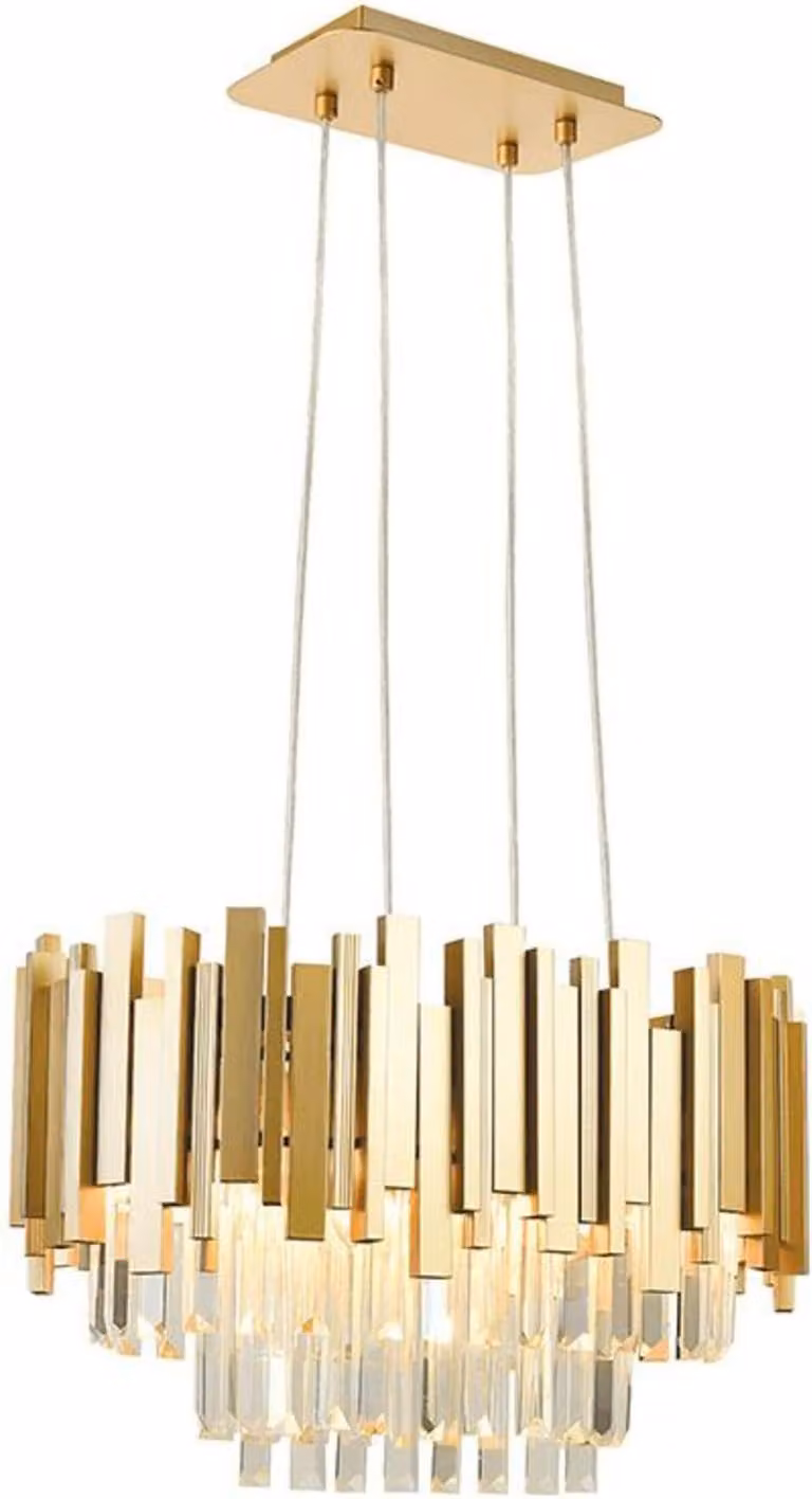 ACA Lighting lampada a sospensione 4XE14 cristallo + metallo dorato 50X30XH100CM EMPIRE EG6174P50CG