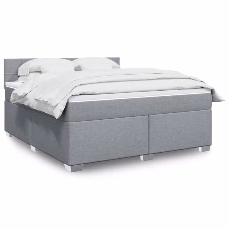 vidaXL Giroletto a Molle Ibrido con Materasso in Tessuto Grigio e Bianco L/P/H: 180 x 200 cm
