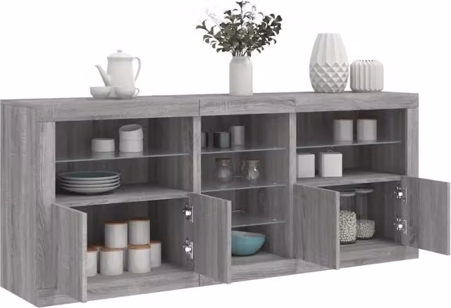 Credenza con Luci LED Grigio Sonoma 181,5x37x67 cm 3209042