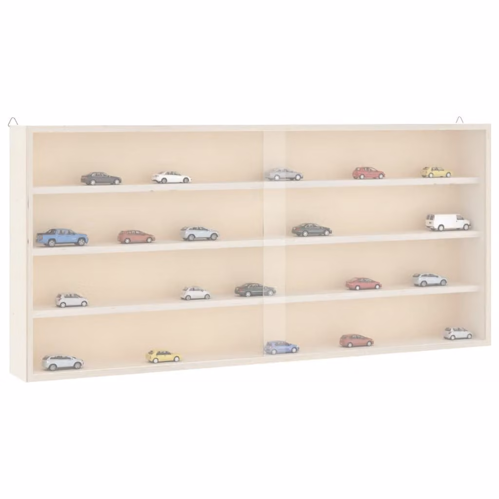 Vetrina da collezione moderna vidaXL in legno con ante in vetro e ripiani interni, da appendere a parete, L 80 cm x P 8,5 cm x H 37 cm