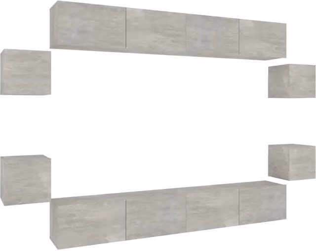 Set Mobili Porta TV 8pz | Armadietto TV | Mobile Porta TV Grigio Cemento in Legno Multistrato