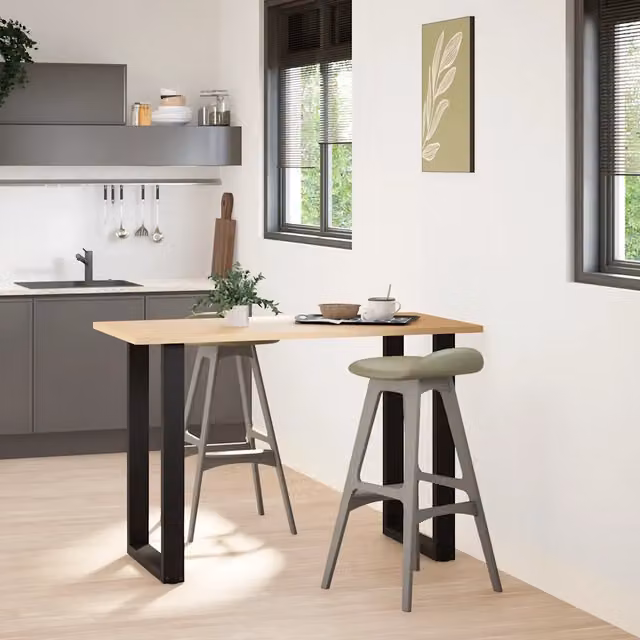 Gambe per tavolo da bar a forma di U 2 pz | Piede del tavolo nere 60x(90-91) cm in acciaio