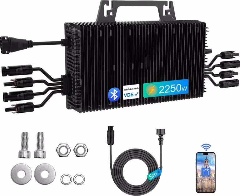 Microinverter, connettività Wi-Fi, alta efficienza, 2250W, 230V (in ingresso), 16-60V (in ingresso)