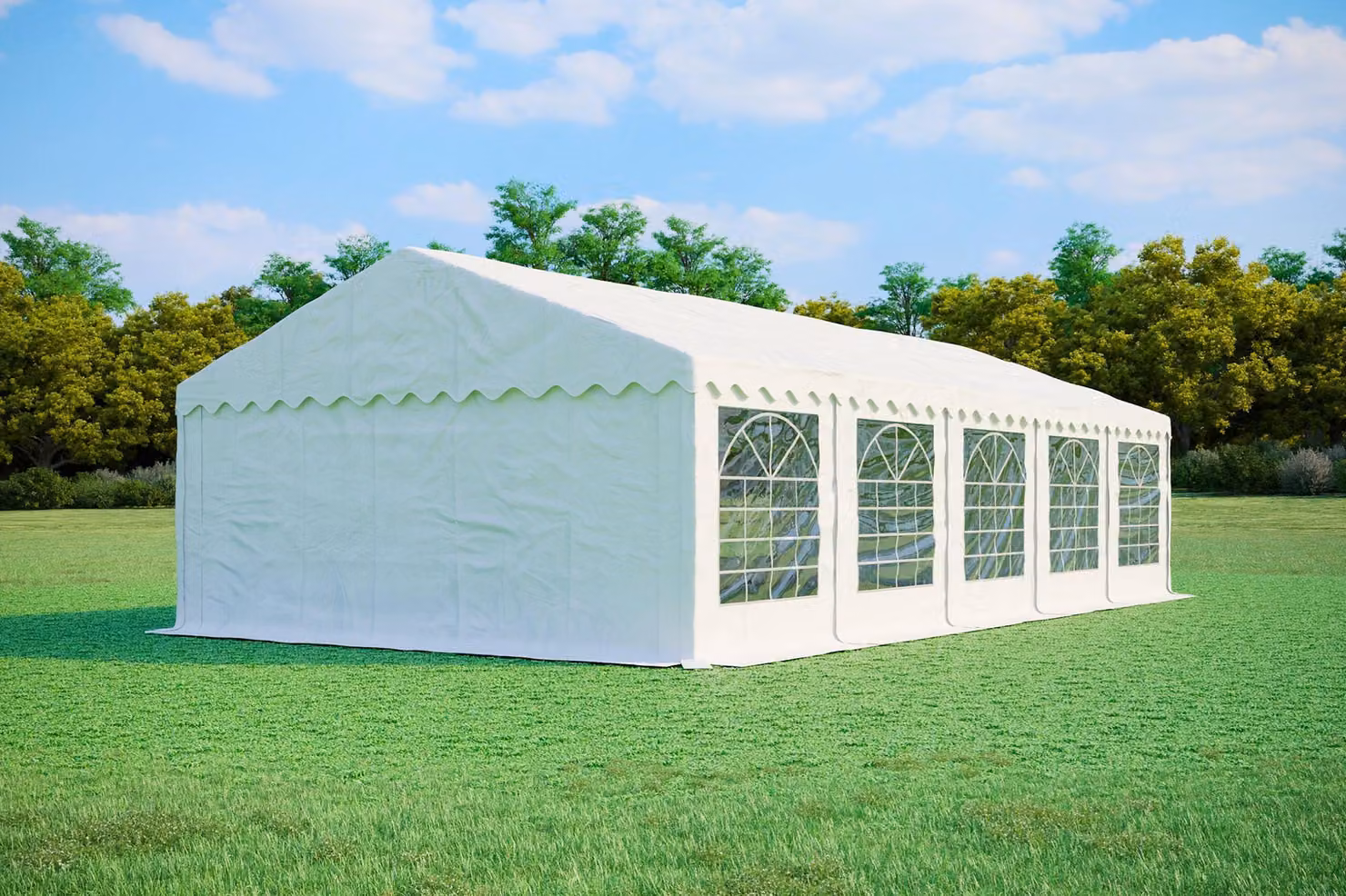 Tenda per eventi 5x10 metri, PVC PREMIUM, 500 g/m² - Bianca
