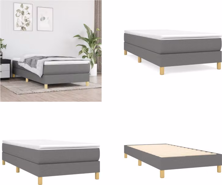 vidaXL Letto boxspring grigio scuro 80x200 cm in tessuto - Letto boxspring - Boxspringbetten - Bett - Schlafzimmermöbel