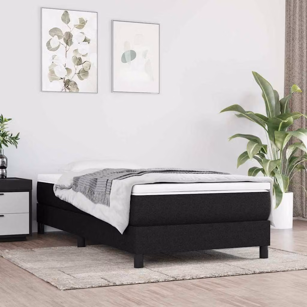 vidaXL Struttura Letto a Rete a Molle in Tessuto Nero L: 90 cm, P: 200 cm